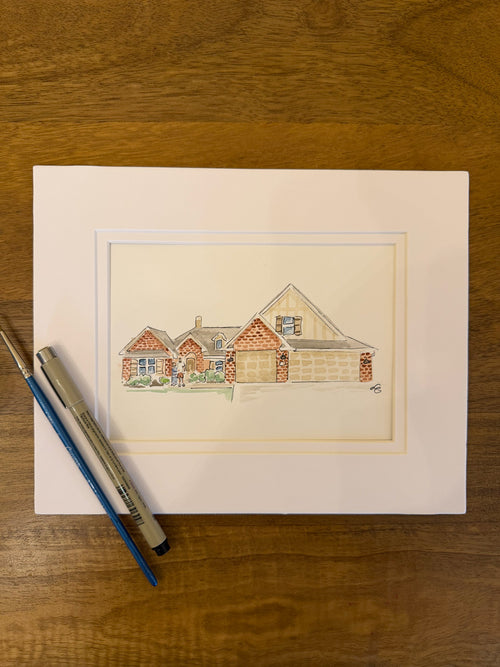 5x7 Watercolor Home Portrait