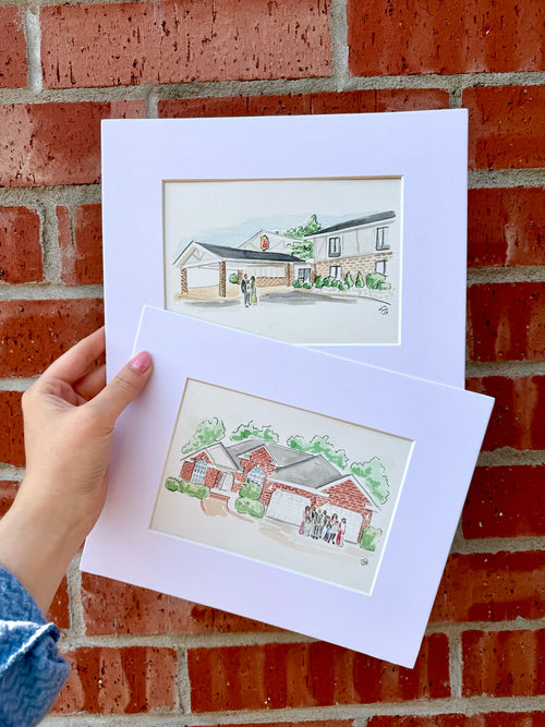 5x7 Watercolor Home Portrait