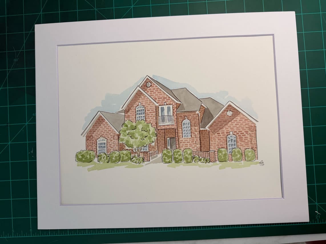 8x10 Watercolor Home Portrait