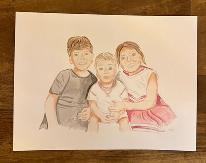 9x12 Family Watercolor Portrait