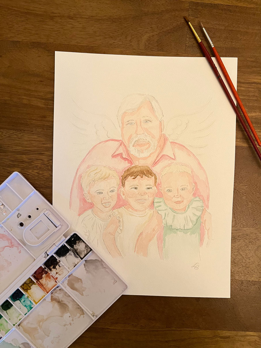 9x12 Family Watercolor Portrait