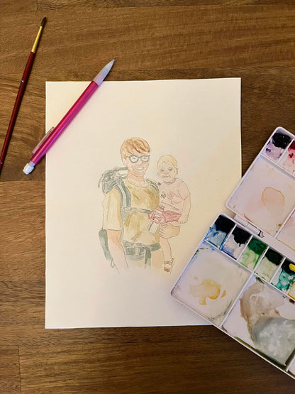 9x12 Family Watercolor Portrait